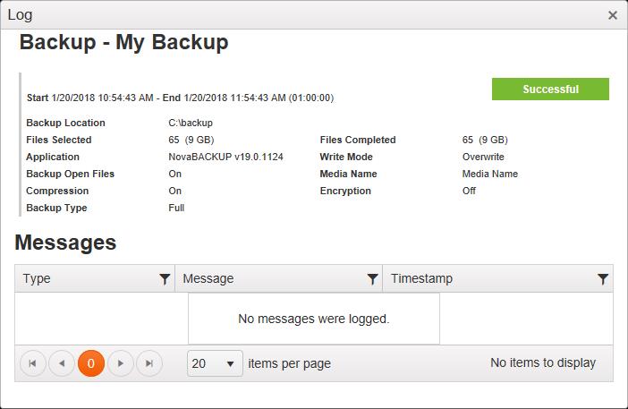 Successful Backup Job Log